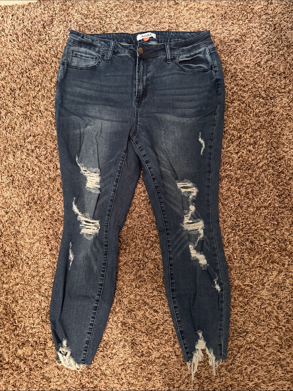 Dark Blue Distressed Women's Jeans